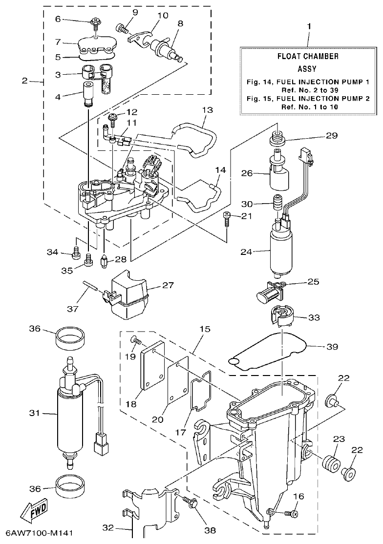 Yamaha 20, F350NCC2 FUEL INJECTION PUMP 1 parts diagram
